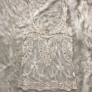 Mesh and crochet tank top